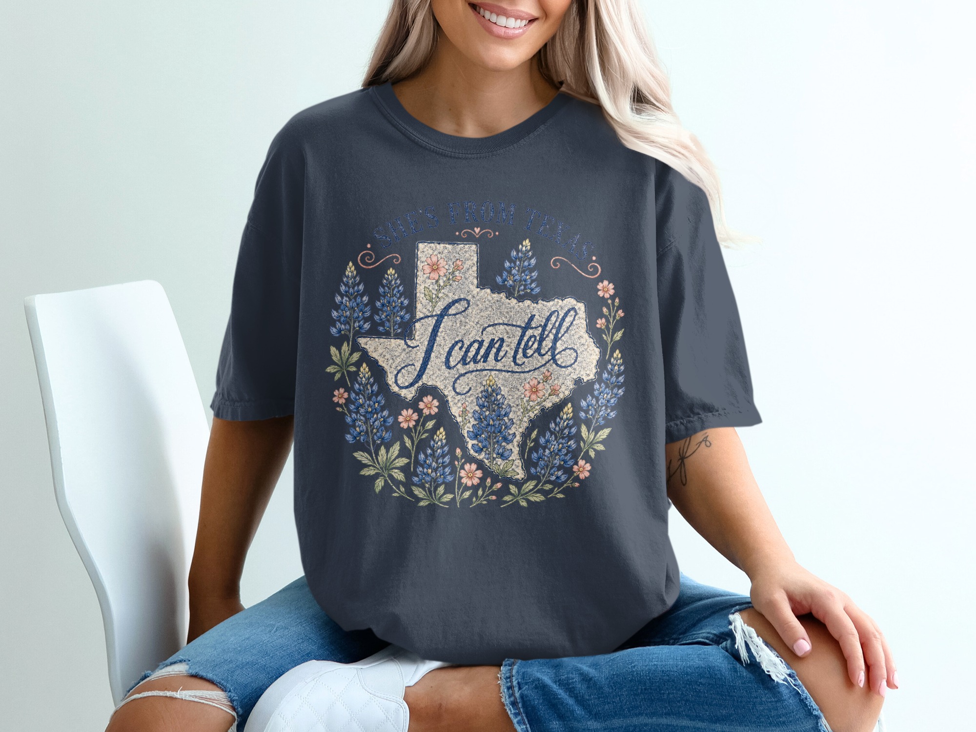 She's From Texas T-Shirt, Bluebonnet Texas State Pride Shirt for Women, Southern Texas Girl Gift, Texas Lover Tee - Image 12