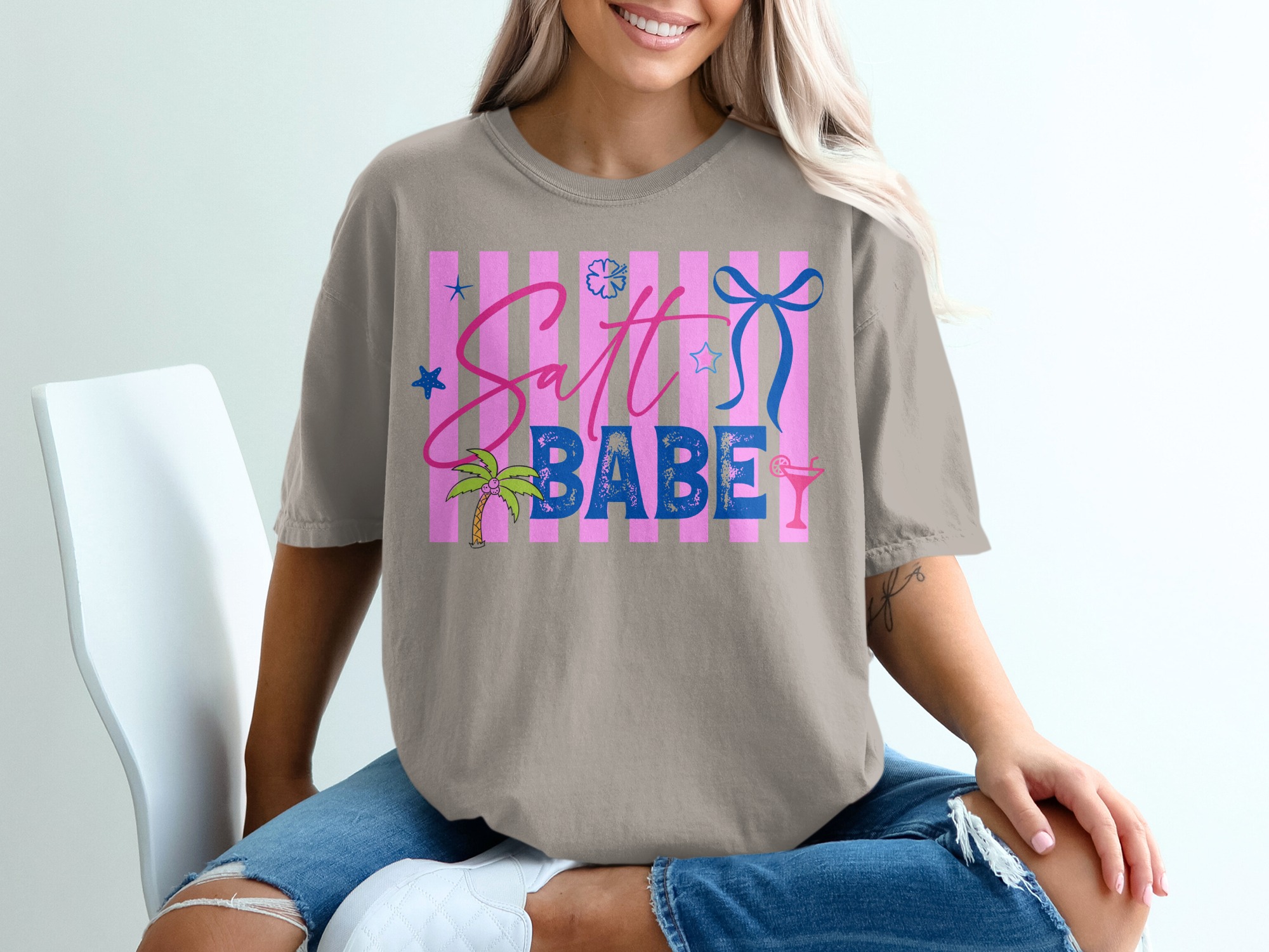Salt Babe T-Shirt, Beach Lover Gift, Trendy Summer Vacation Tee, Coastal Cowgirl Vibe, Tropical Resort Wear Shirt for Her - Image 11