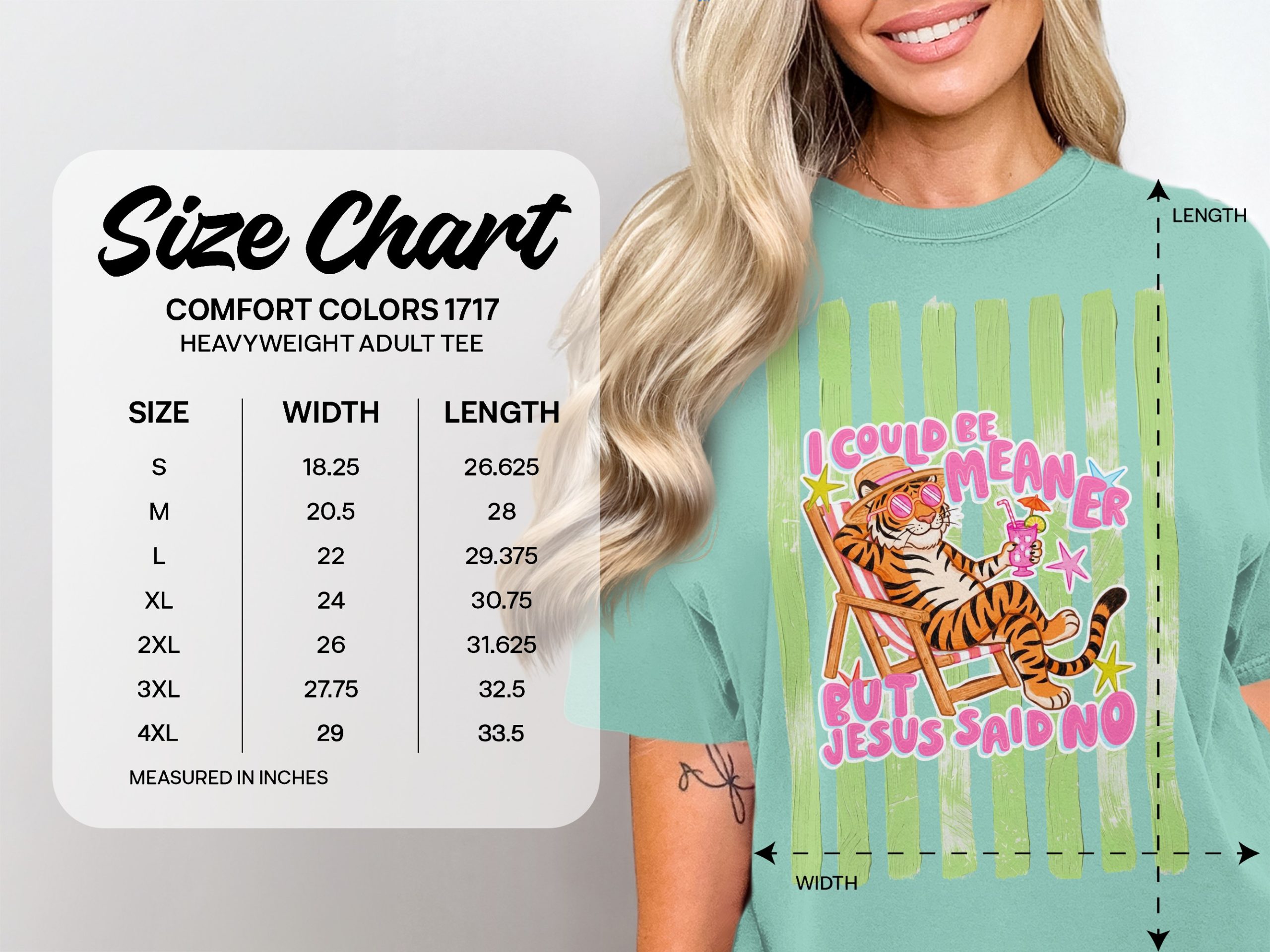 Comfort Colors® I Could Be Meaner But Jesus Said No T-Shirt, Funny Christian Meme Shirt, Sarcastic Tiger Beach Vacation Tee, Witty Gift For - Image 5