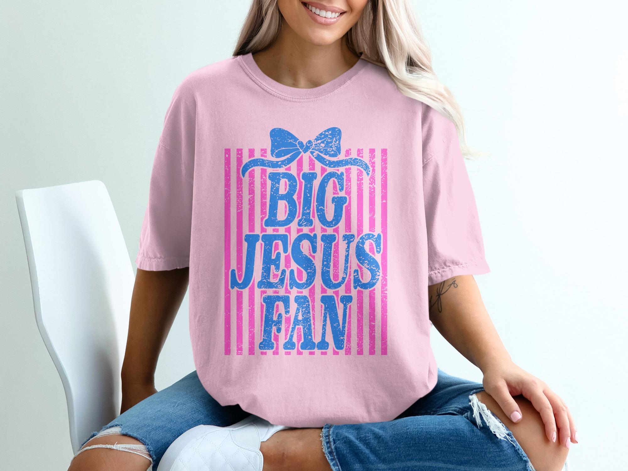 Comfort Colors® Big Jesus Fan T-Shirt, Christian Faith Shirt, Religious Gift for Her, Cute Jesus Tee, Church Outfit, Easter Shirt, Spiritual - Image 17