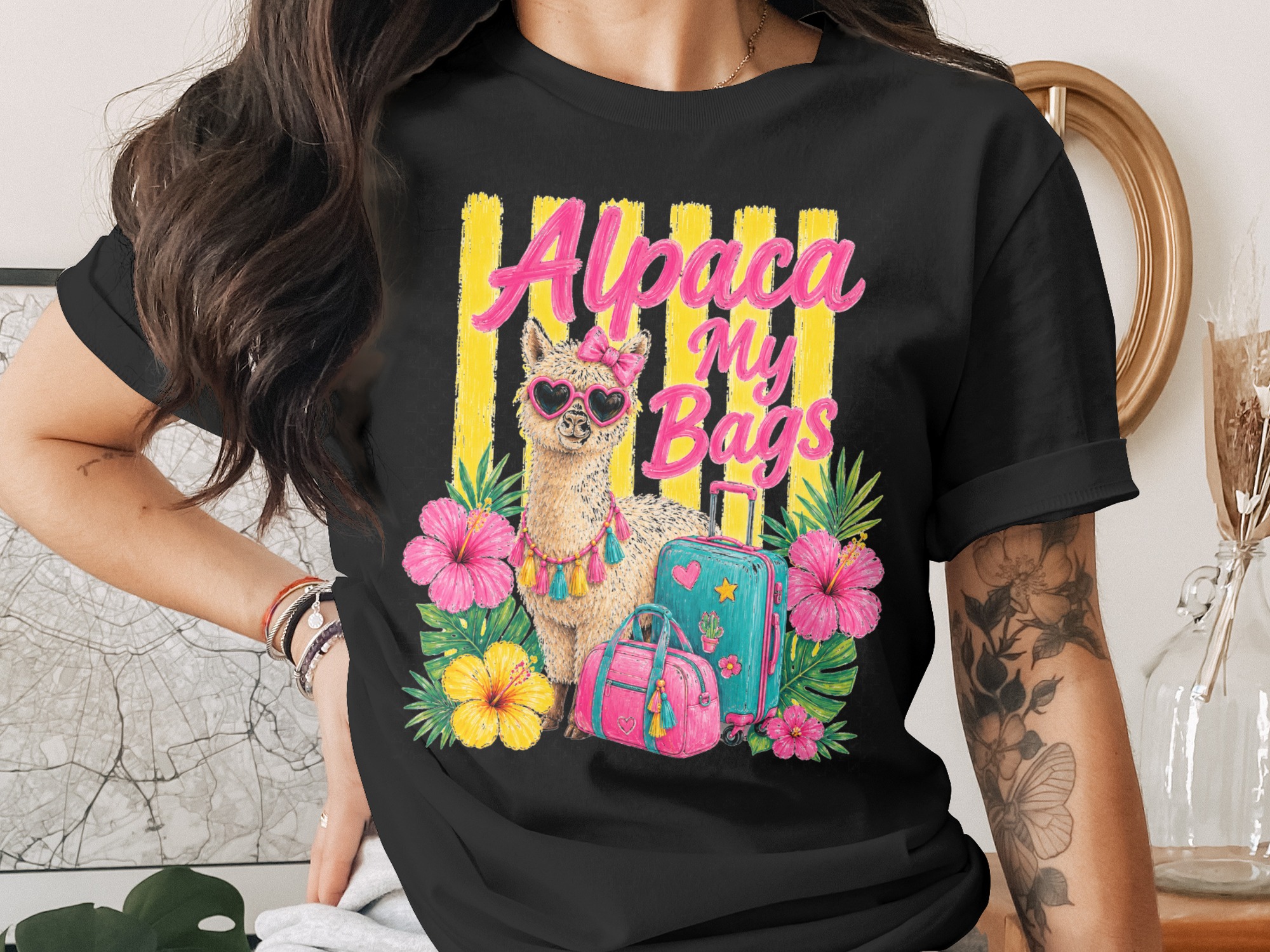 Alpaca My Bags Llama Travel PNG Sublimation Digital Design, Cute Vacation Trip Download, Funny Animal Summer Graphic Gift - Image 2