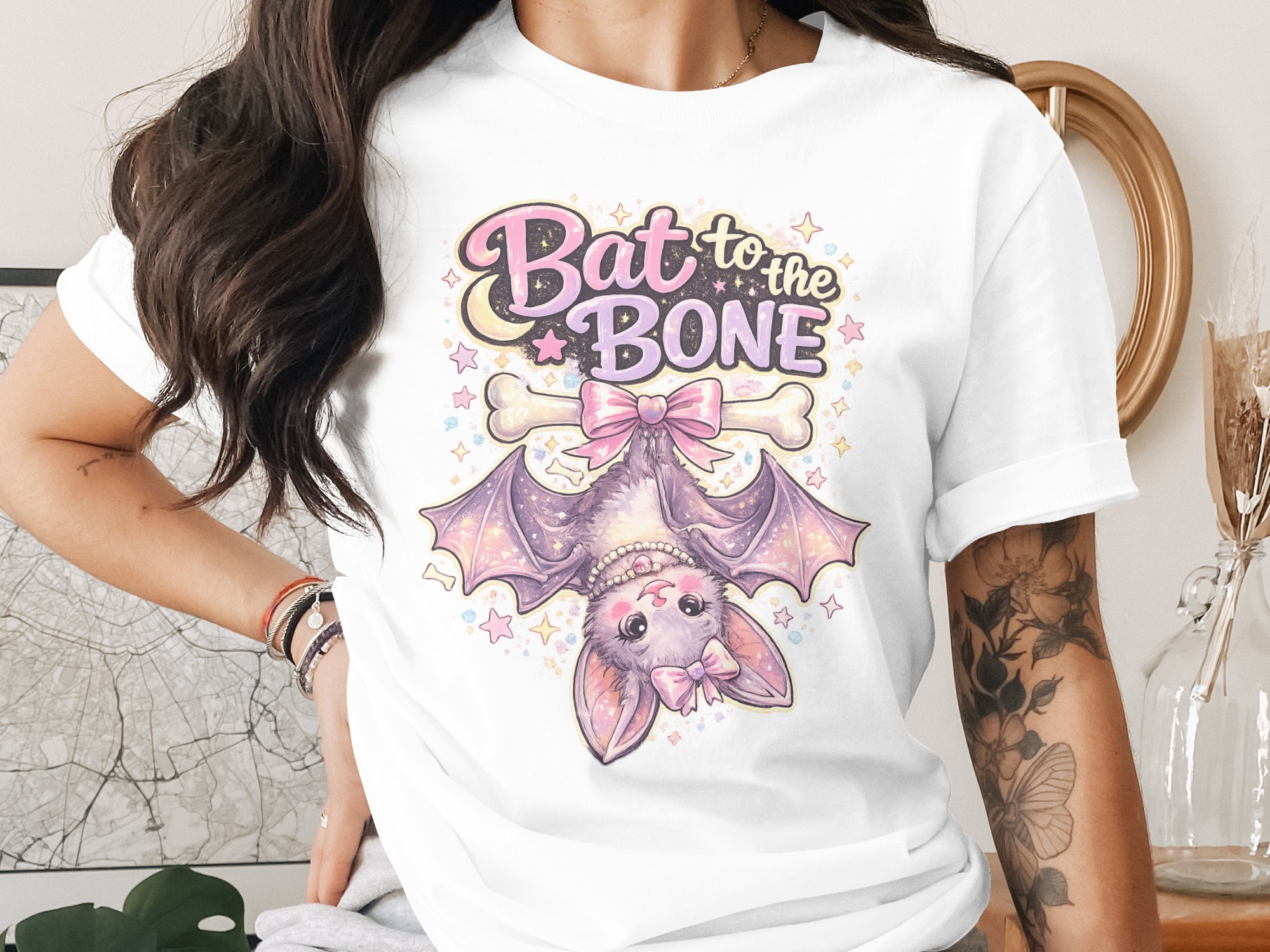 Bat to the Bone PNG Digital Design File - Spooky Cute Pastel Goth Bat Clipart for Halloween Crafts & Kawaii Aesthetic Projects, Unique