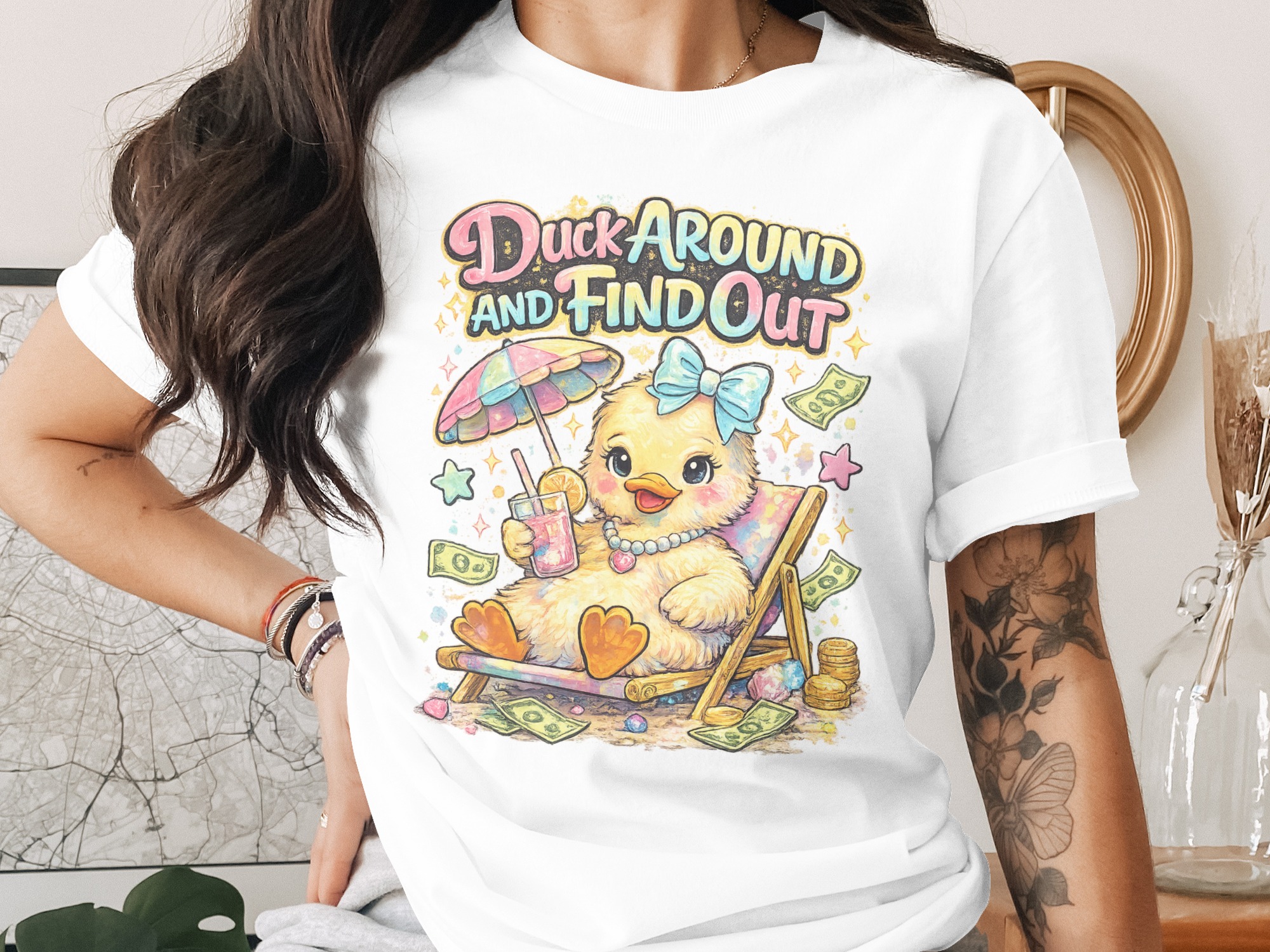 Duck Around And Find Out PNG Digital Download Funny Sassy Duck Sublimation Design Cute Summer Beach Chair Humorous Art File