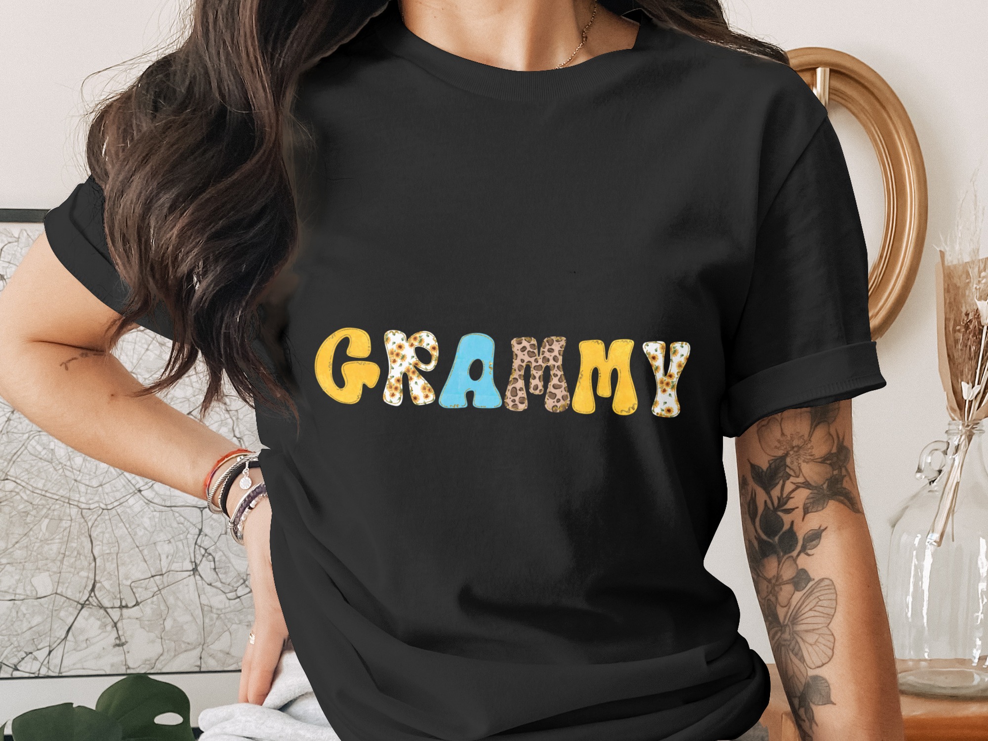 Grammy PNG Digital File, Boho Sunflower Leopard Print Sublimation Design, Trendy New Grandma Gift, Retro Cheerful Grandparent Art Download - Image 2