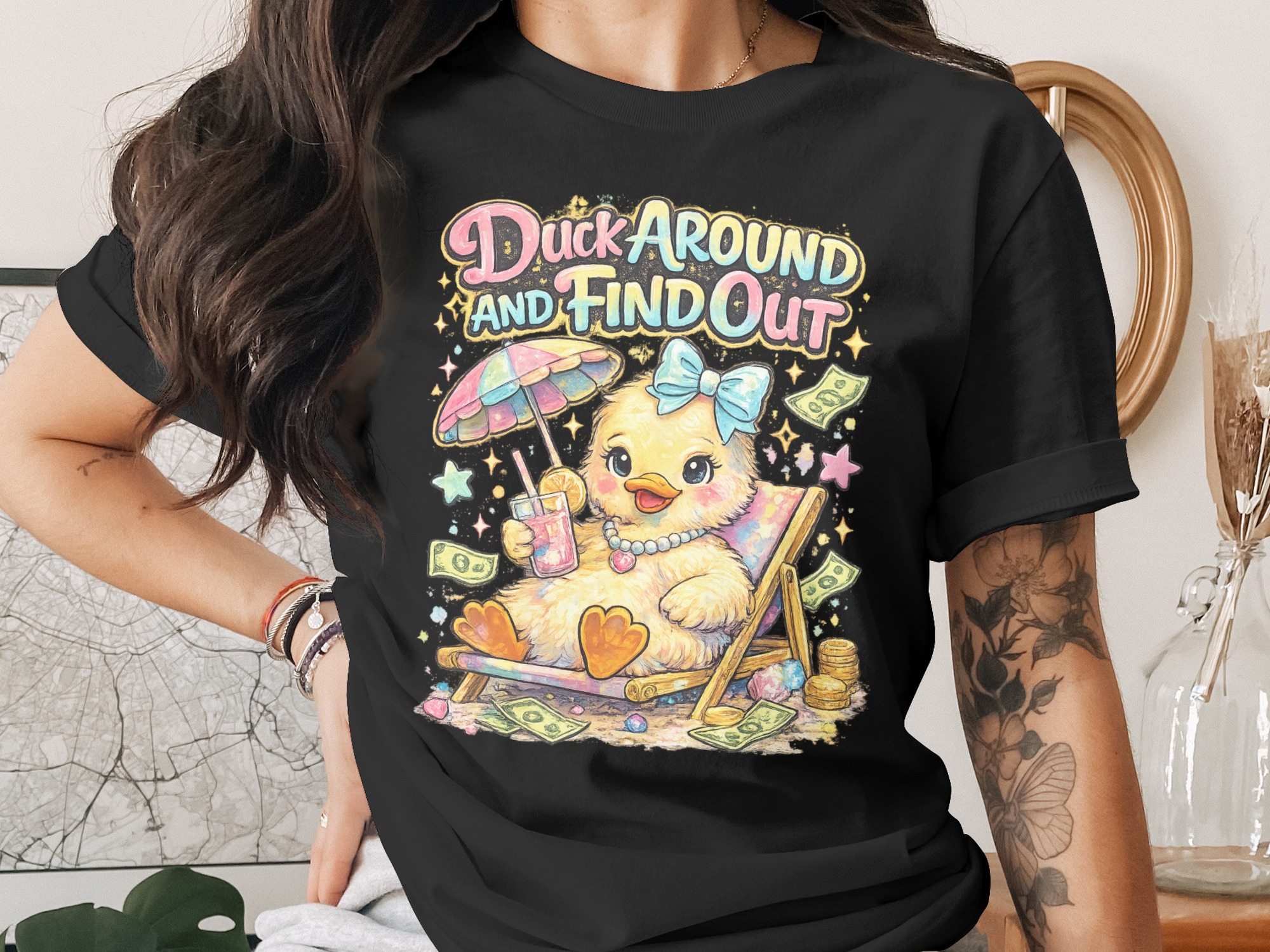 Duck Around And Find Out PNG Digital Download Funny Sassy Duck Sublimation Design Cute Summer Beach Chair Humorous Art File - Image 2