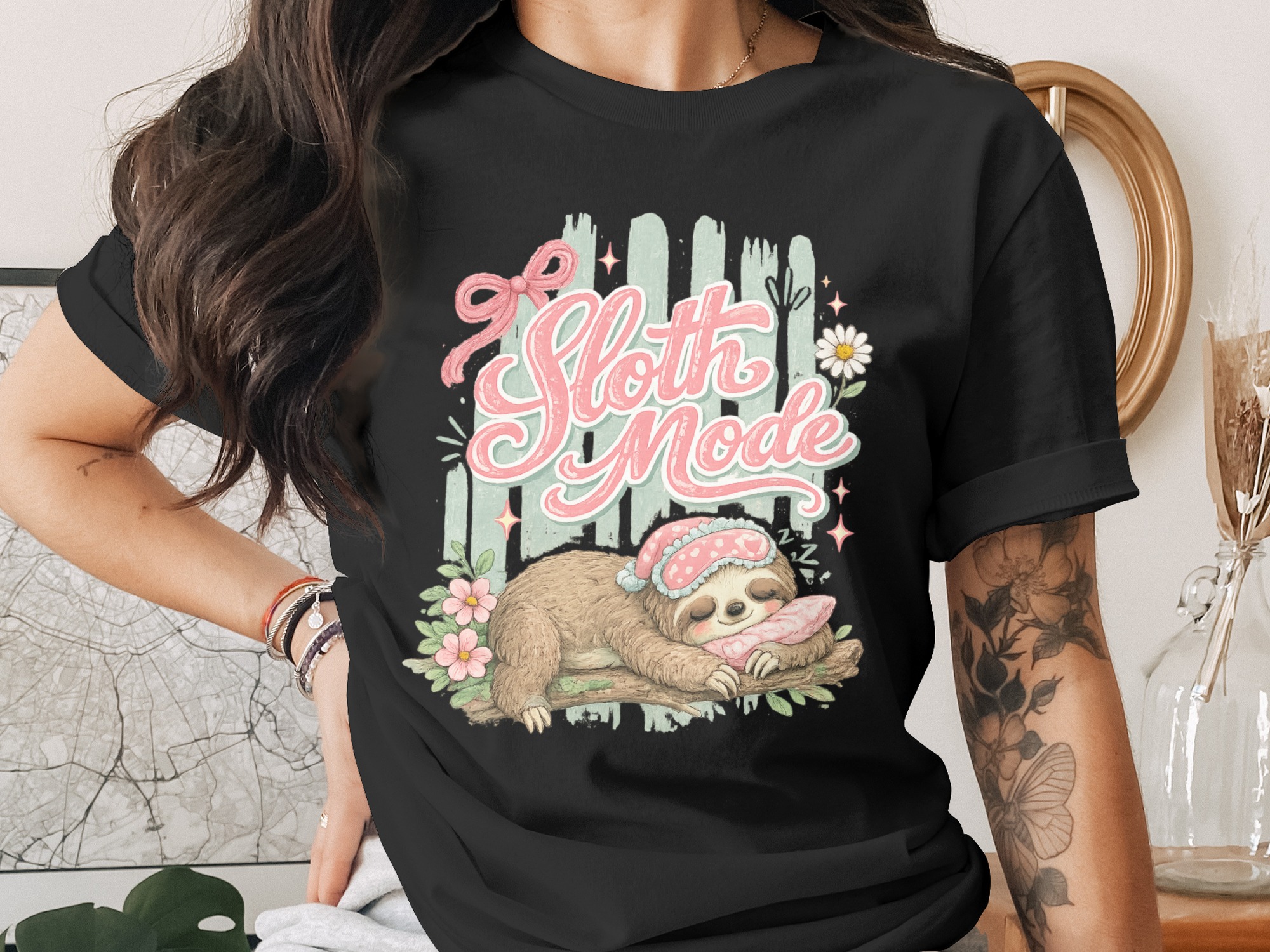 Sloth Mode Digital Design PNG | Cute Sleeping Sloth Graphic for Shirts & Crafts | Cozy Lazy Day Animal Art Download | Relax Vibe Digital - Image 2