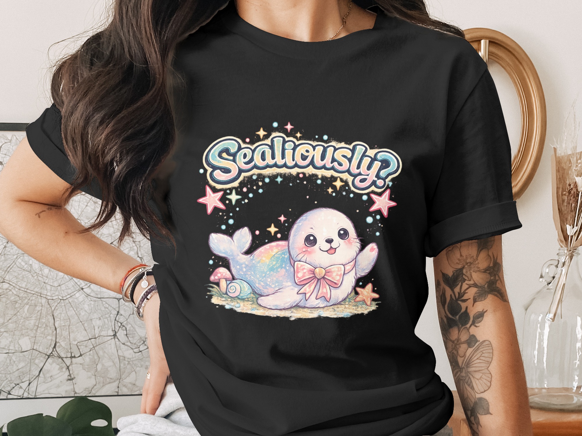 Cute Sealiously PNG Digital Download, Kawaii Baby Seal Art, Whimsical Pastel Animal Sublimation Design File for Shirt, Hoodie - Image 2