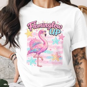 Flaminglow Up Digital PNG Design | Cute Flamingo with Heart Sunglasses | Y2K Aesthetic Graphic for T-Shirts & More | Fun Tropical Vibe