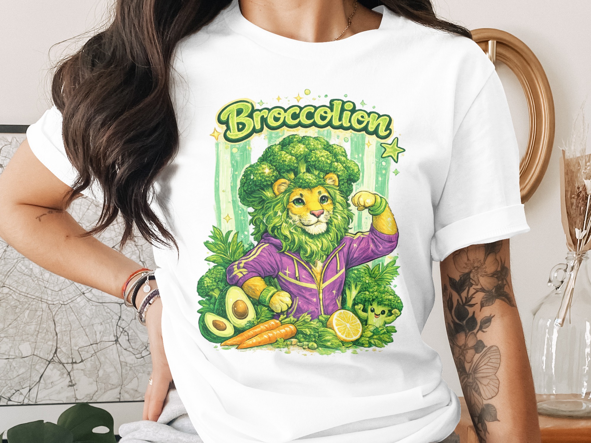 Broccolion Digital PNG, Strong Lion Broccoli Art, Healthy Eating Fitness Illustration, Vegan Kids Food Motivation Gift
