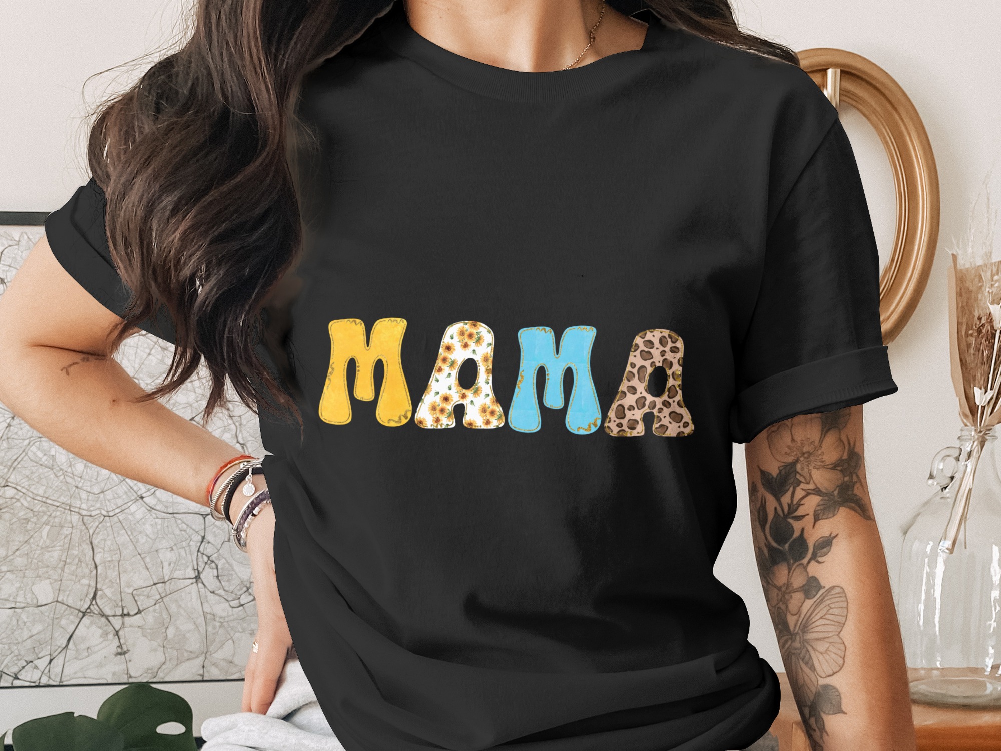 Boho Mama PNG Sublimation Design | Mother's Day Gift | Sunflower Leopard Print Glitter Mom Life Digital Download File - Image 2