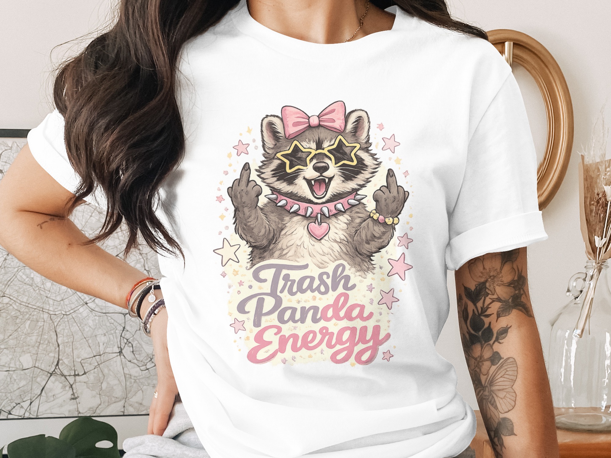 Trash Panda Energy Raccoon Middle Finger PNG Digital Download, Sassy Raccoon Clipart, Funny Animal Sublimation Design