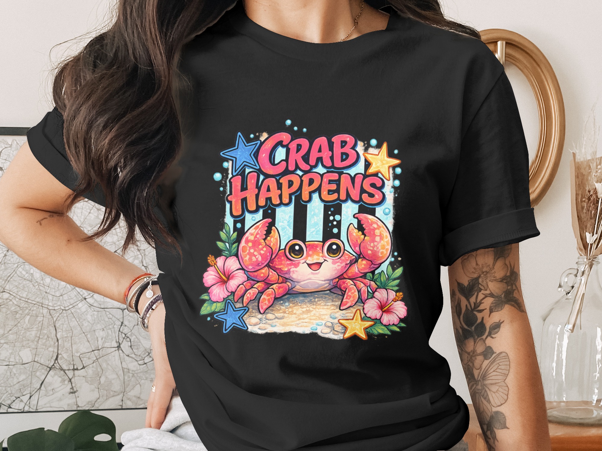 Crab Happens PNG Digital Download, Cute Crab Design for Sublimation, Tropical Ocean Art, Funny Crab Graphic, Beachy Summer Vacation Art File - Image 2