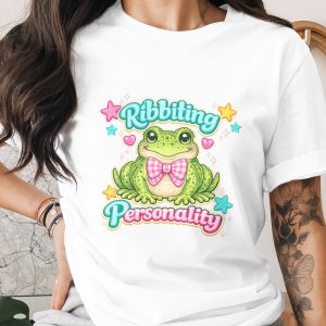 Cute Kawaii Frog Ribbiting Personality Digital PNG Art, Whimsical Amphibian Graphic, Cheerful Frog Lover Gift Download