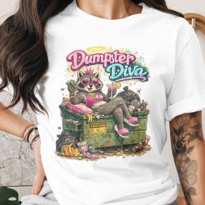Dumpster Diva Raccoon PNG | Funny Trash Panda Digital Download | Sassy Animal Clipart for T-Shirts, Mugs & Gifts