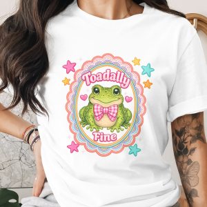 Toadally Fine Frog PNG Digital Download, Cute Kawaii Frog Lover Gift, Whimsical Toad Sublimation Design, Pastel Aesthetic Trendy Amphibian