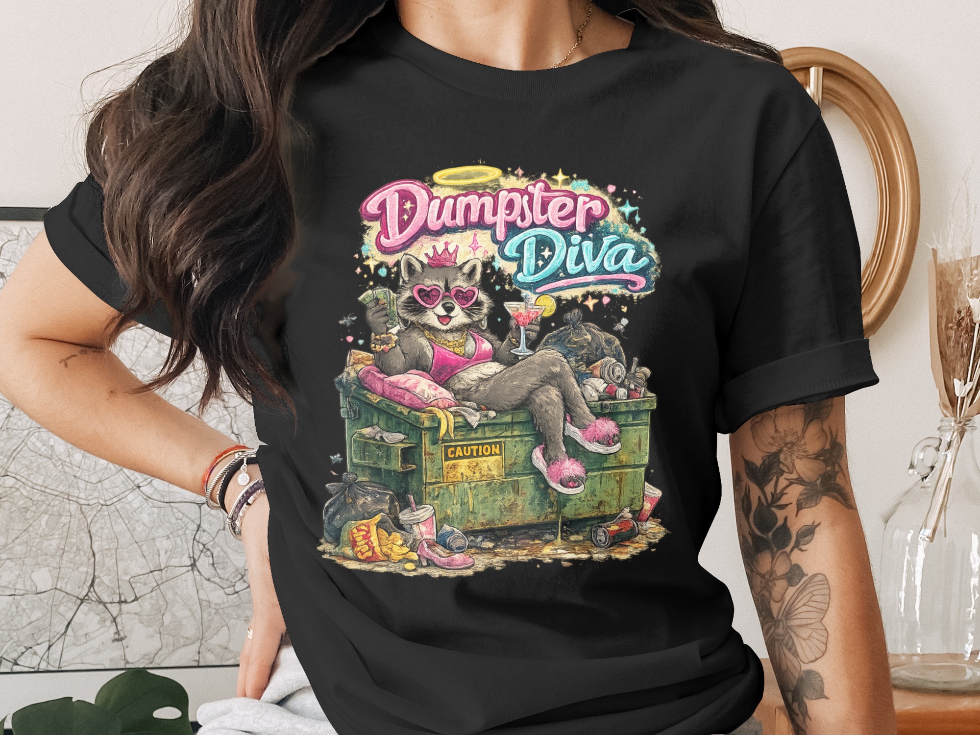 Dumpster Diva Raccoon PNG | Funny Trash Panda Digital Download | Sassy Animal Clipart for T-Shirts, Mugs & Gifts - Image 2