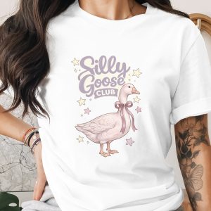 Silly Goose Club PNG Digital Download, Cute Whimsical Goose Design with Bow, Pastel Animal Graphic for Sublimation & Crafts