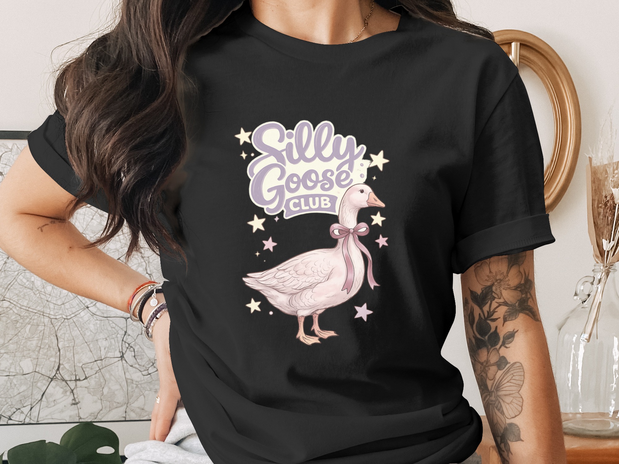 Silly Goose Club PNG Digital Download, Cute Whimsical Goose Design with Bow, Pastel Animal Graphic for Sublimation & Crafts - Image 2