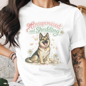 Unsupervised and Shedding German Shepherd PNG Digital File, Funny Dog Mom Gift, GSD Lover Art Print, Happy Pet Clipart Download