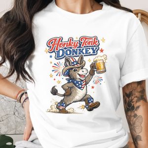 Honky Tonk Donkey PNG Digital Download, Patriotic Americana Country Beer Design, July 4th Sublimation File