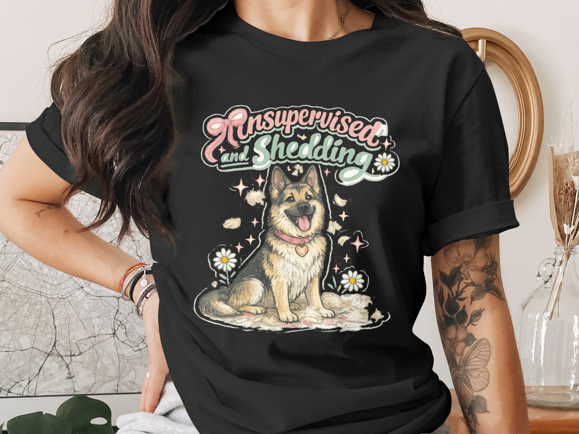 Unsupervised and Shedding German Shepherd PNG Digital File, Funny Dog Mom Gift, GSD Lover Art Print, Happy Pet Clipart Download - Image 2