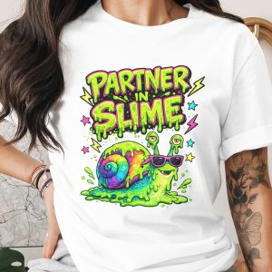 Partner in Slime Digital PNG, Retro 90s Neon Slime Snail Design for T-Shirts & Stickers, Funny Best Friend Gift, Kids & Teens Graphic Art