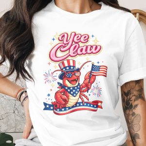 Yee Claw Patriotic Lobster Digital Download PNG, Funny 4th of July USA Flag Summer Celebration Graphic for Shirt Design