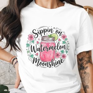 Sippin' on Watermelon Moonshine PNG, Summer Drink Sublimation Design, Mason Jar Cocktail Digital Download File