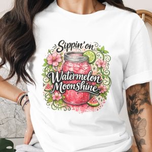 Watermelon Moonshine Digital PNG, Sippin' Summer Drink Art, Country Mason Jar Cocktail Design File
