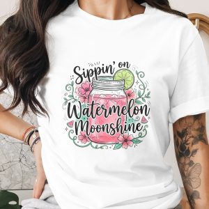 Sippin On Watermelon Moonshine Digital Art PNG, Summer Country Drink Graphic, Mason Jar Design, Party Print File