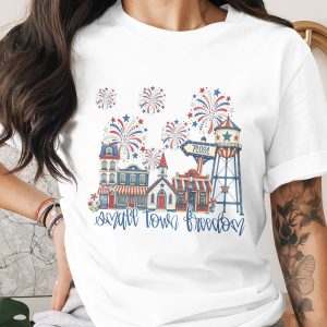 Small Town Freedom Patriotic Digital Design, 4th of July PNG Clipart, Americana Sublimation File, Independence Day Art, Rustic Village