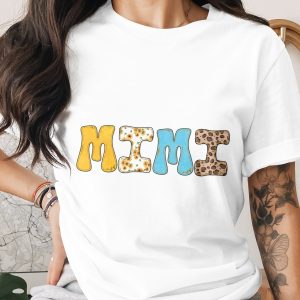 Mimi Digital PNG Sublimation Design | Grandmother Gift Idea, Sunflower Leopard Print Faux Gold Glitter Bubble Letters Watercolor