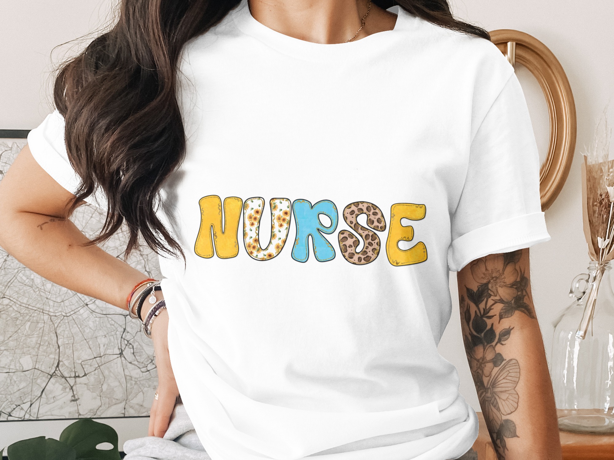 Nurse Digital PNG Sublimation Design, Watercolor Sunflower Leopard Glitter Nurse Life Instant Download, RN LPN Gift Digital File