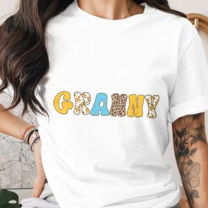 Grammy Digital PNG Sunflower Leopard Print Design, Faux Glitter Letters, Grandma Mother's Day Sublimation File