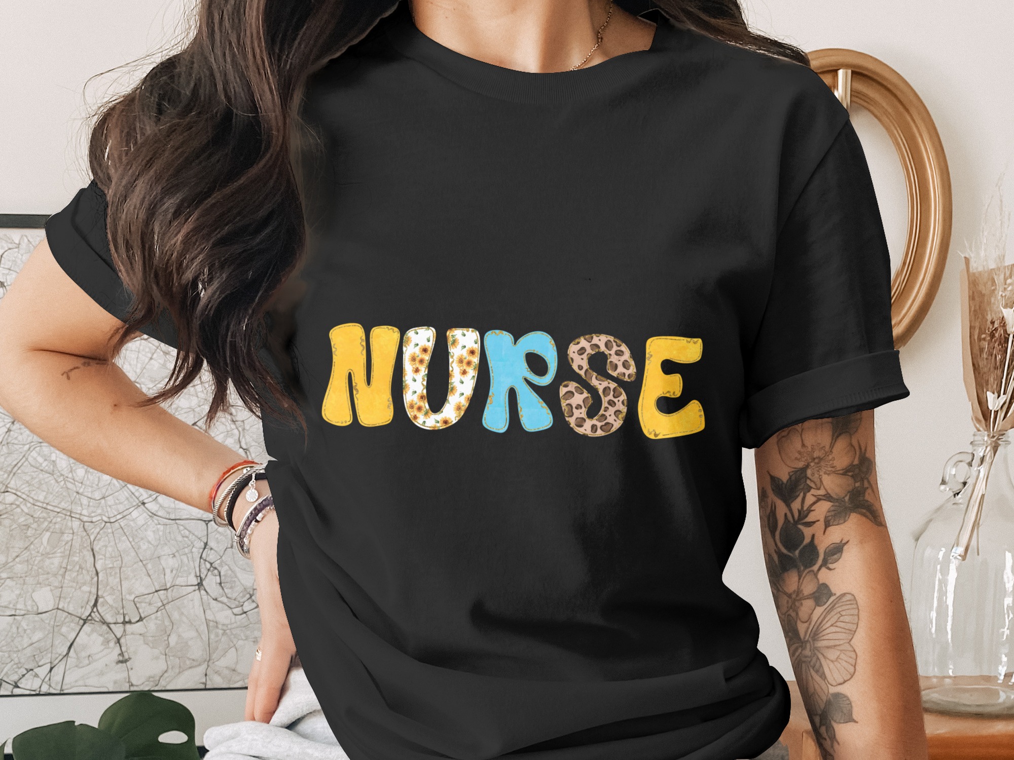 Nurse Digital PNG Sublimation Design, Watercolor Sunflower Leopard Glitter Nurse Life Instant Download, RN LPN Gift Digital File - Image 2