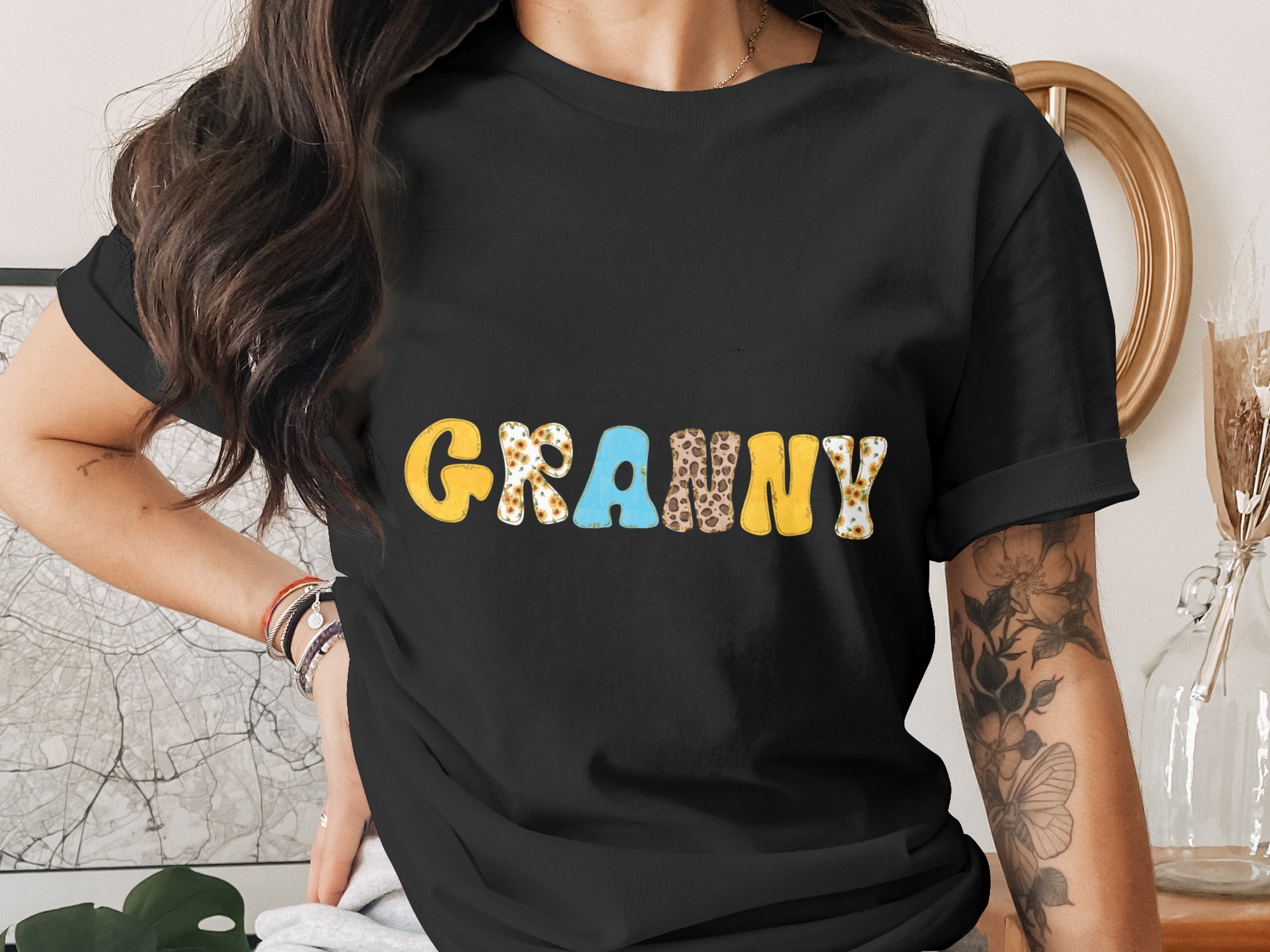 Grammy Digital PNG Sunflower Leopard Print Design, Faux Glitter Letters, Grandma Mother's Day Sublimation File - Image 2