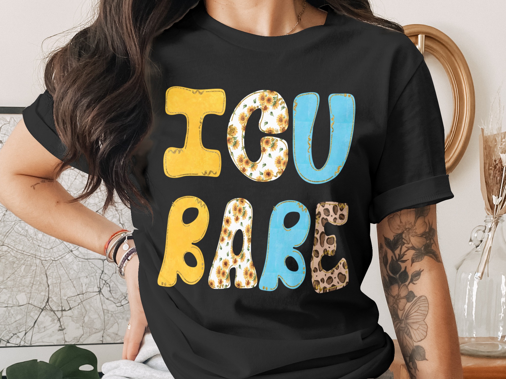 Icu babe Digital Download png svg, Sunflower Leopard Nurse Design, Intensive Care Unit Healthcare Worker Sublimation File - Image 2