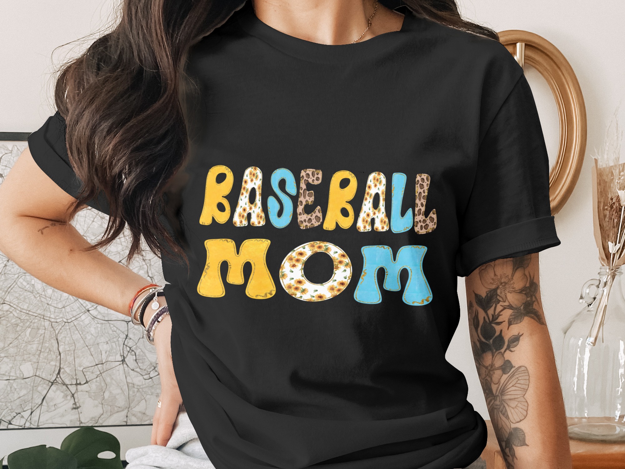 Baseball Mom SVG PNG Digital File, Sunflower Leopard Sports Mama Game Day Sublimation Download Design - Image 2