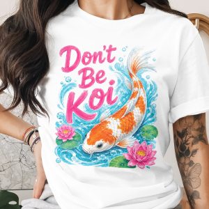 Don't Be Koi Digital Art Print, Motivational Koi Fish Quote, Inspirational Water Lily Wall Decor, Vibrant Asian Style Gift