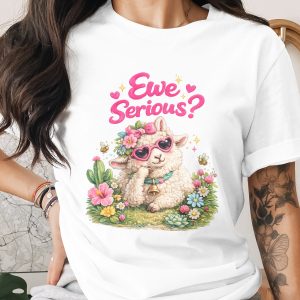Ewe Serious Digital Art, Cute Sheep Pun PNG, Whimsical Lamb Graphic, Floral Spring Summer Sublimation Design, Funny Animal Clip Art Digital