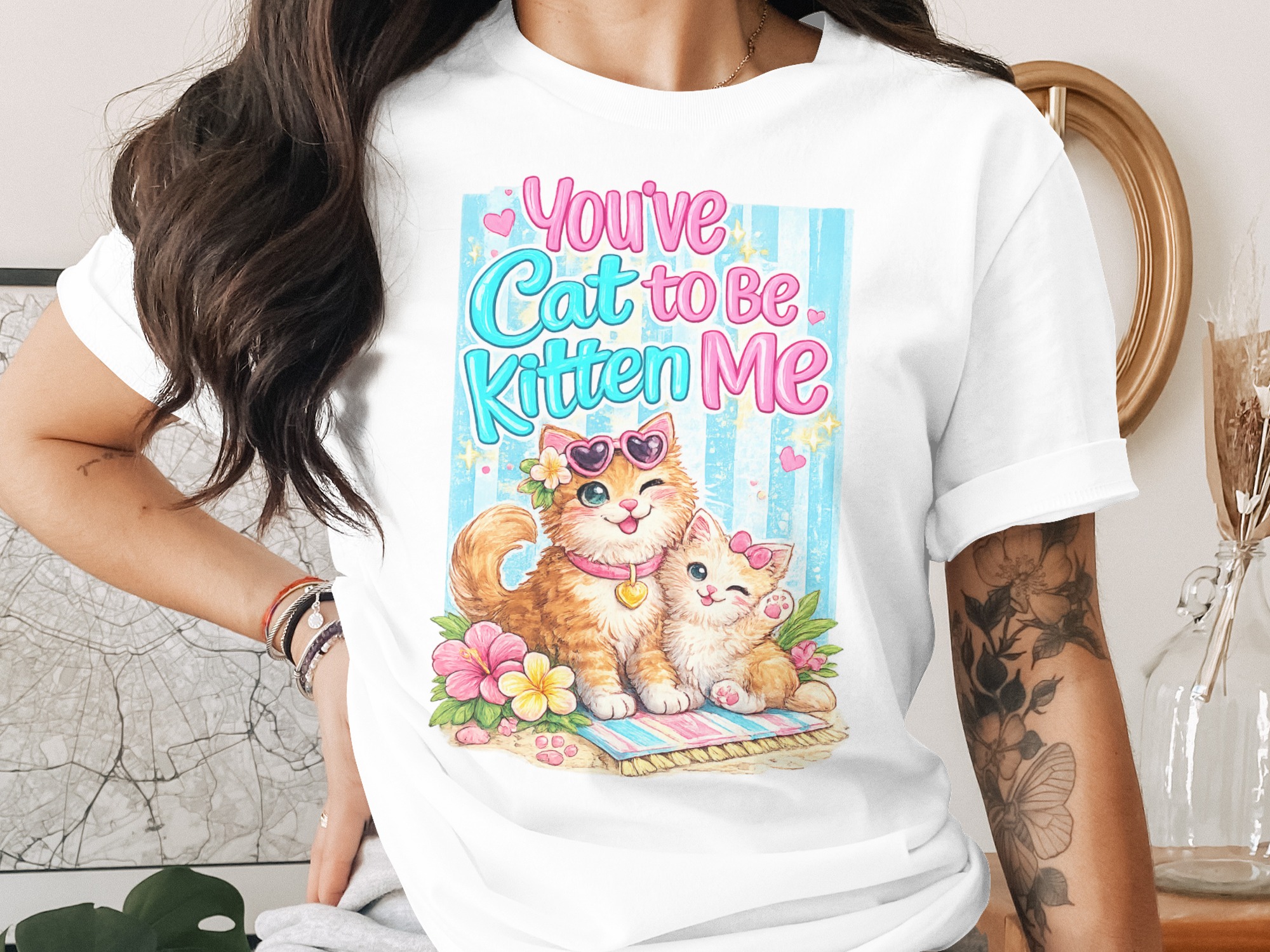 Cute Cat Kitten Me Digital PNG Clipart, Funny Pun Cat Lover Summer Beach Vacation Art, Pet Mom Gift Instant Download