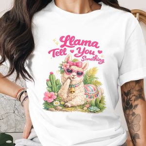 Llama Tell You Something PNG Digital Download | Cute Watercolor Llama Sublimation Design with Heart Sunglasses & Floral Accents, Printable