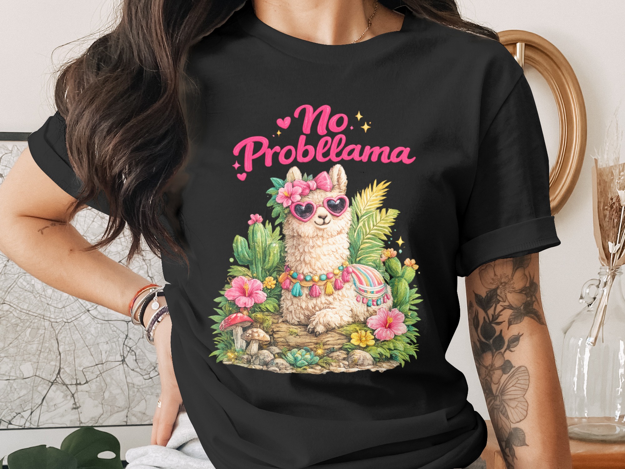 No Probllama Llama Digital PNG SVG, Cute Boho Tropical Design, Funny Animal Art, Llama Lover Gift, Instant Download File - Image 2