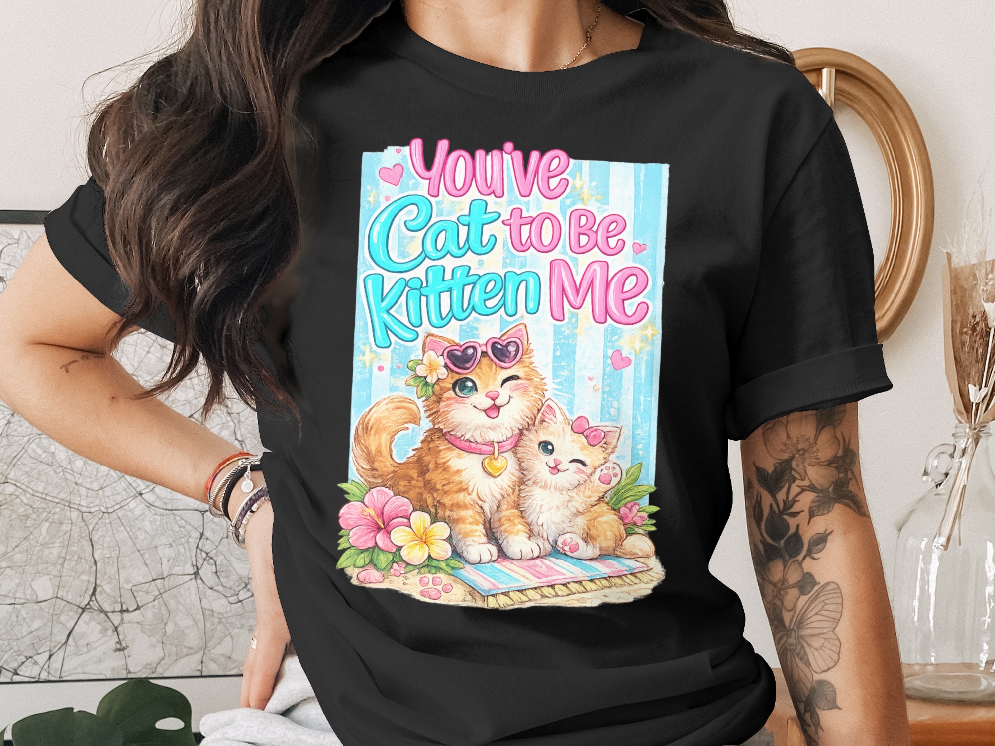 Cute Cat Kitten Me Digital PNG Clipart, Funny Pun Cat Lover Summer Beach Vacation Art, Pet Mom Gift Instant Download - Image 2