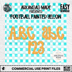 Football Painted Alphabet PNG, Distressed Orange Yellow Letter Numbers Font, Digital Alpha PNGs, Sports Game Day Sublimation, Custom Tee