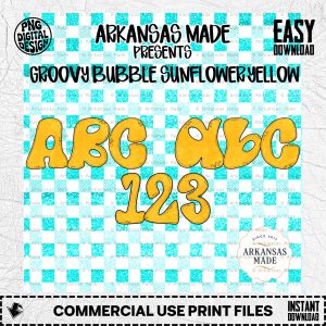 Groovy Bubble Letters Digital Alpha PNGs, Retro Alphabet & Numbers Font Bundle, Commercial Use Instant Download Pack