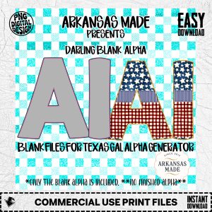 Darling Blank Alpha PNGs for Texas Gal Alpha Generator | Customizable Digital Alphabet Letters for Sublimation & Crafts