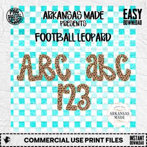 Leopard Print Alphabet PNG, Football Leopard Digital Alpha PNGs, Full Animal Print Font & Numbers for Game Day Crafts, Commercial Use