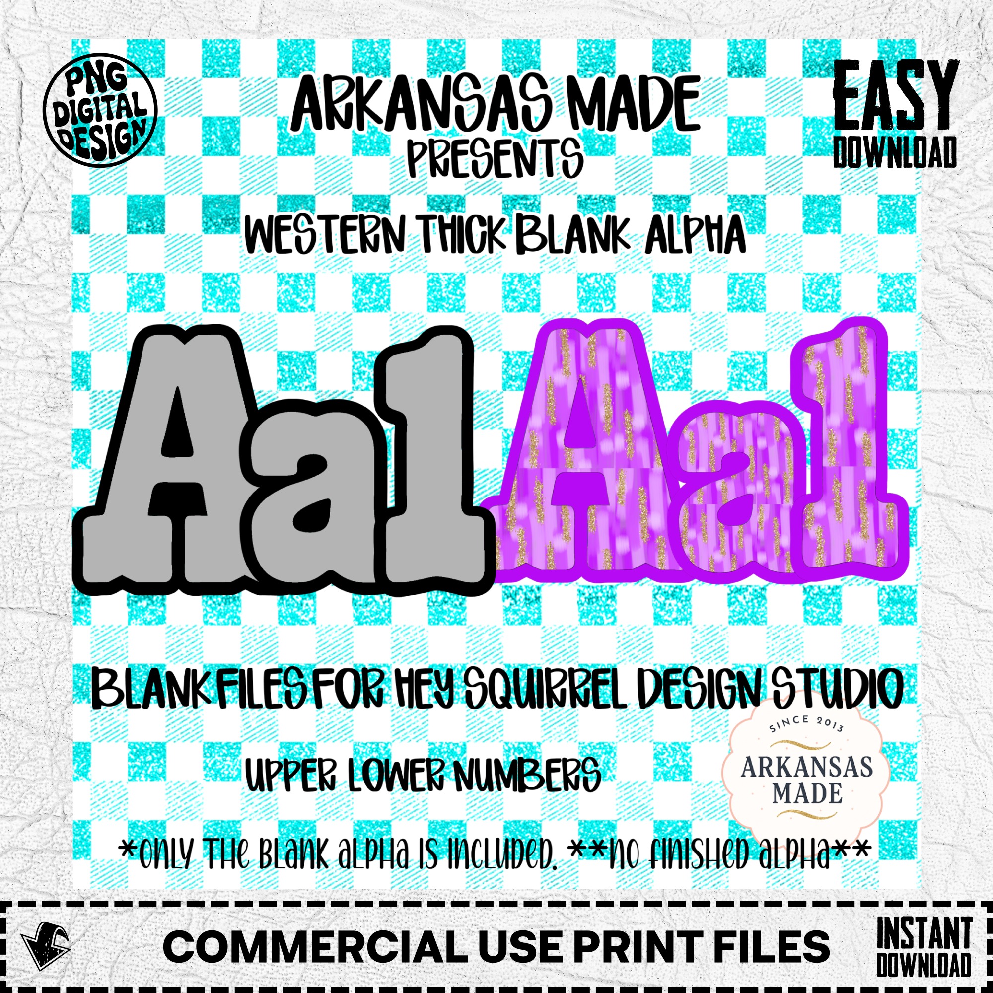Western Thick Blank Alpha PNGs | Hey Squirrel Digital Studio Letters & Numbers, Faux Glitter Digital Download for Crafters - Image 2