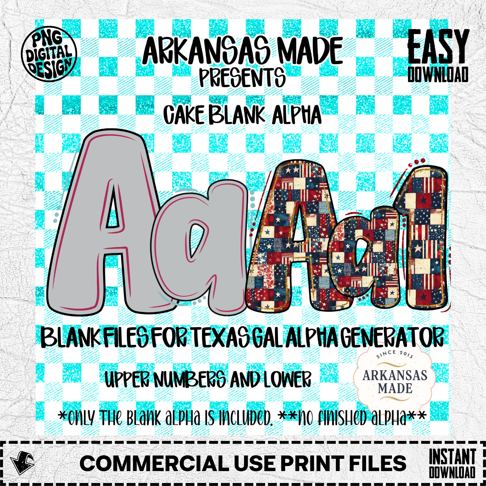Cake Blank Alpha PNGs for Texas Gal Alpha Generator | Digital Blank Letters, Sublimation Font, Custom Design Files for Crafts